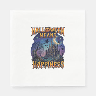 Halloween Means Happiness Haunted Castle Witch Moo Napkin