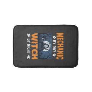 Halloween Mechanic by Day Witch by Night Bath Mat