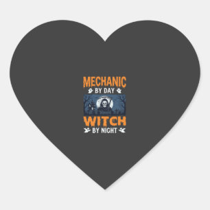 Halloween Mechanic by Day Witch by Night Heart Sticker