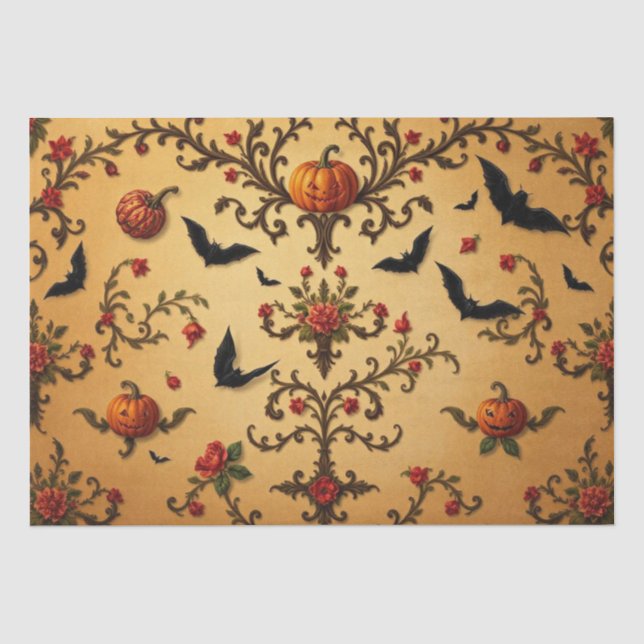 Halloween Mediaeval French Pattern  Tissue Paper (Front)
