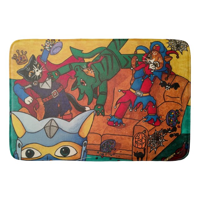 Halloween Mediaeval Knight Costume Cats Bath Mat (Front)