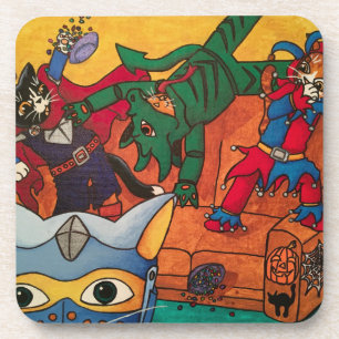 Halloween Mediaeval Knight Costume Cats Coaster