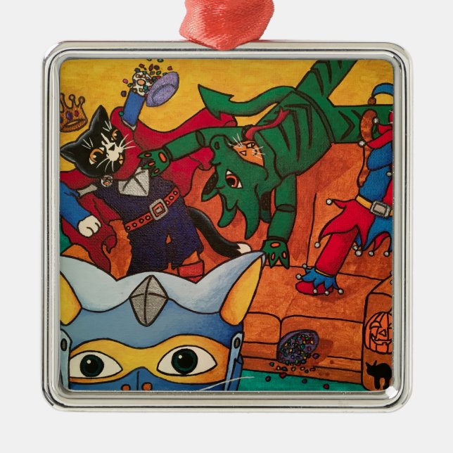 Halloween Mediaeval Knight Costume Cats Metal Ornament (Front)