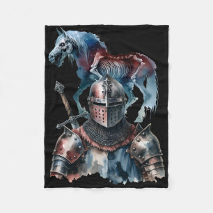 Halloween Mediaeval Knight Horses Knight Armour Ho Fleece Blanket