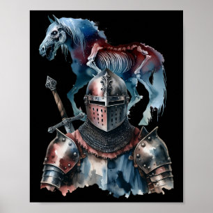 Halloween Mediaeval Knight Horses Knight Armour Ho Poster