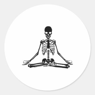 Halloween Meditating Skeleton Yoga Classic Round Sticker