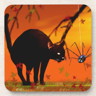 Halloween Meeting - Black Cat and Spider Coaster