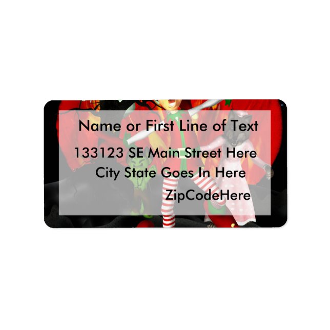 Halloween meets Christmas, elf running away Label (Front)