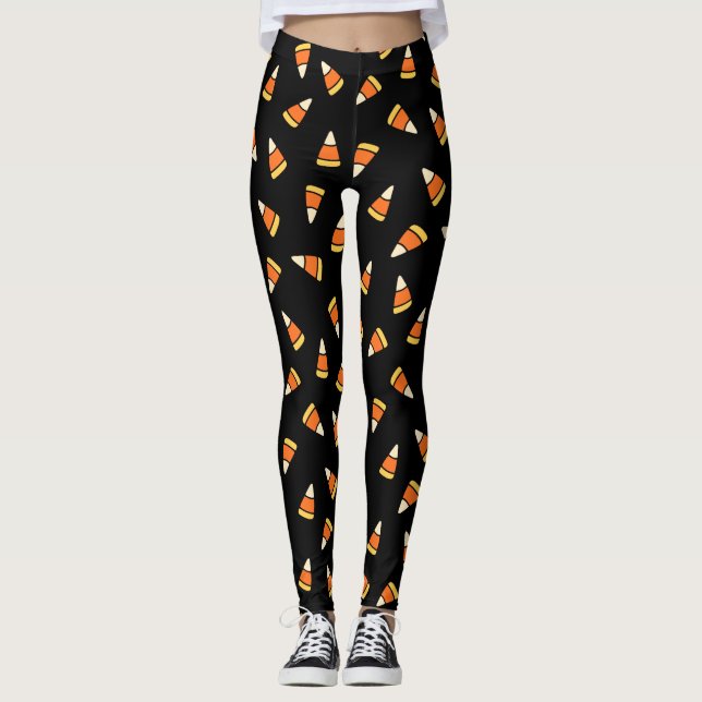 Halloween Mega Candy Corn Pattern Leggings (Front)