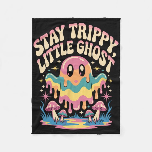 Halloween Melting Ghost Mushroom Patch  Fleece Blanket (Front)