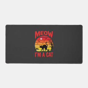 Halloween Meow Im a Cat Retro Sunset Desk Mat