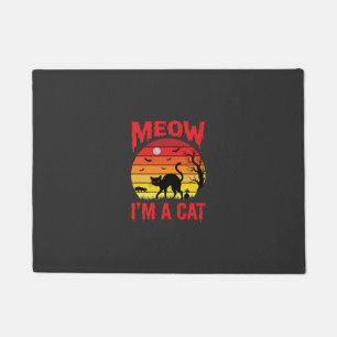 Halloween Meow Im a Cat Retro Sunset Doormat