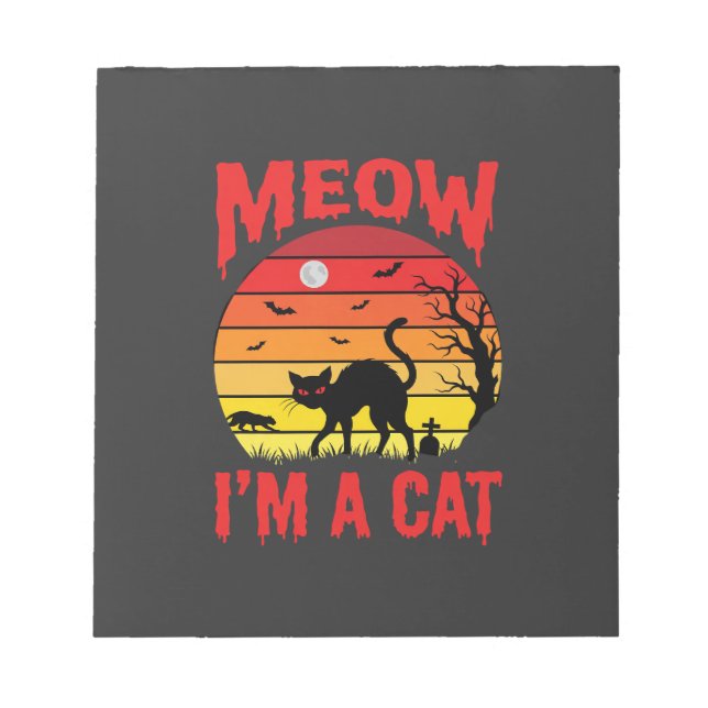 Halloween Meow Im a Cat Retro Sunset Notepad (Front)