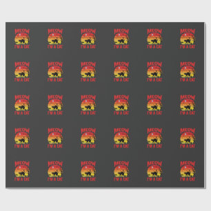 Halloween Meow Im a Cat Retro Sunset Wrapping Paper