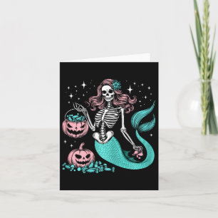 Halloween Mermaid Funny Skeleton  Card