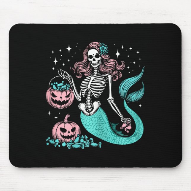Halloween Mermaid Funny Skeleton  Mouse Pad (Front)