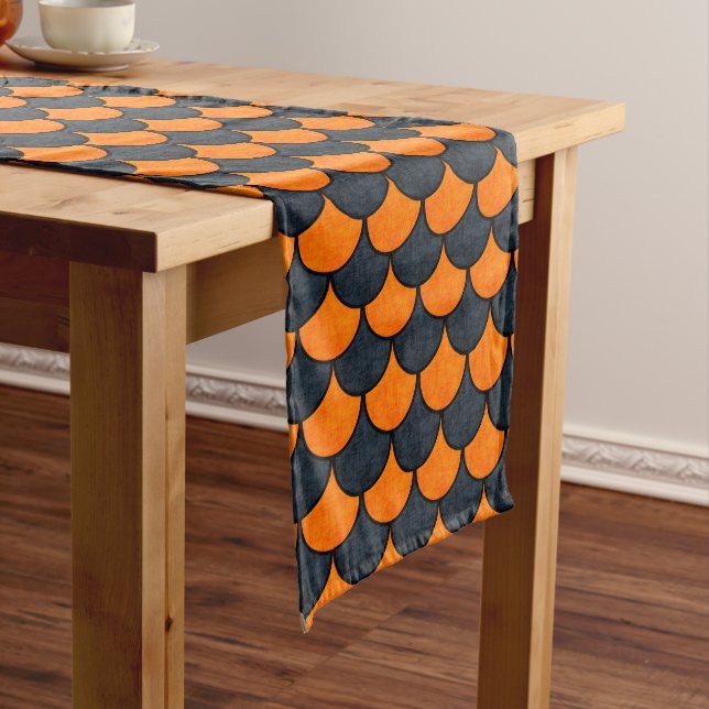 Halloween Mermaid Scales Pattern Medium Table Runner (In Situ)