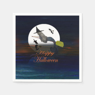 Halloween mermaid witch in moonlight party napkins