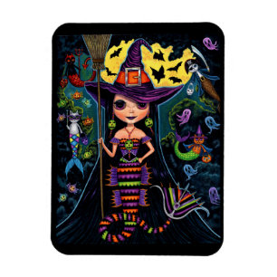Halloween Mermaid Witch Mercats Ghosts Pumpkins Magnet