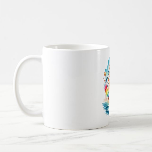 Halloween Mermaid Witch on Broom Coffee Mug (Left)