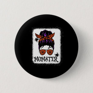 Halloween Messy Bun Leopard Pumpkin Momster 6 Cm Round Badge