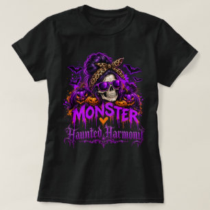 Halloween Messy Bun Skull Shirt, Cute Spooky Seaso T-Shirt