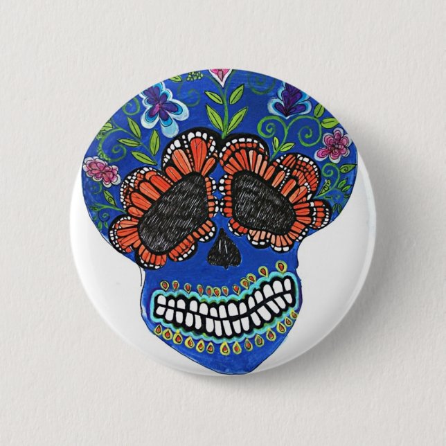 Halloween mexican style 6 cm round badge (Front)