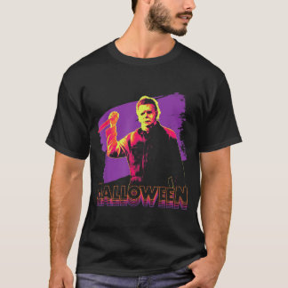Halloween Michael Myers Neon Portrait  T-Shirt