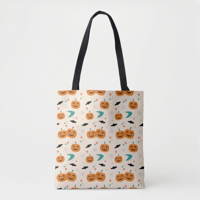 Halloween Mid Century Pumpkins Pattern Tote Bag (Front)