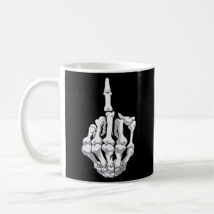 Halloween Middle Finger Skeleton Hand Skull Coffee Mug