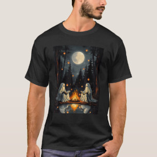 Halloween Midnight Ghost Reading Book Camping Outd T-Shirt