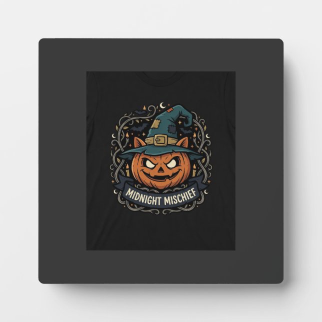 Halloween Midnight Pumpkin Mischief Plaque (Front)