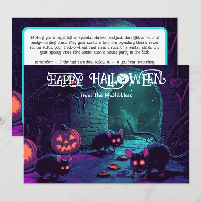Halloween Midnight Squeak Show Card (Front/Back)