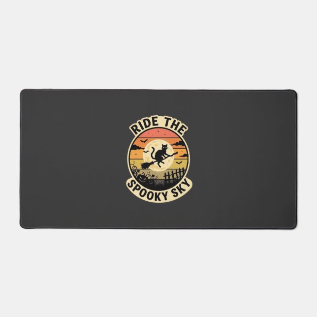 Halloween Midnight Witch Sunset Desk Mat (Front)