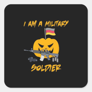Halloween Military Soldier Square Sticker