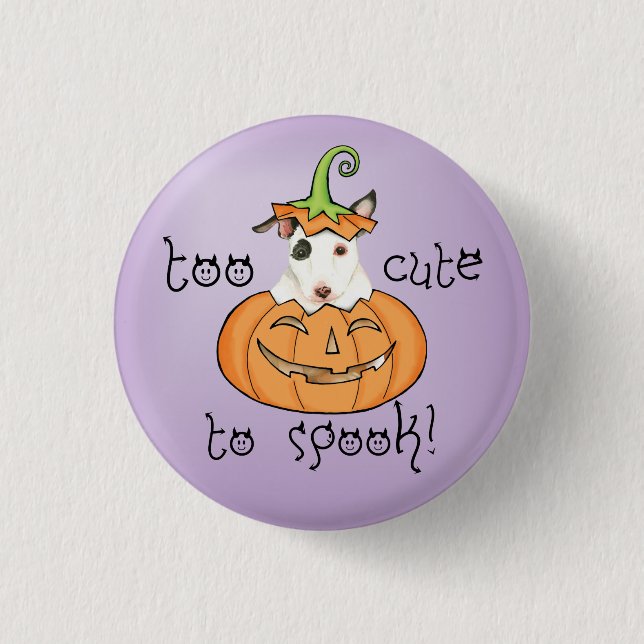 Halloween Mini Bull Terrier Pinback Button (Front)
