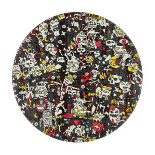 Halloween Mini Doodle Vintage Pattern Cutting Board