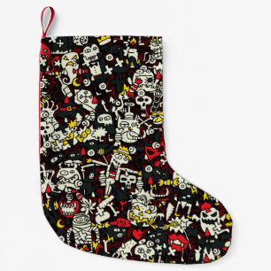 Halloween Mini Doodle Vintage Pattern Small Christmas Stocking
