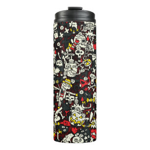 Halloween Mini Doodle Vintage Pattern Thermal Tumbler