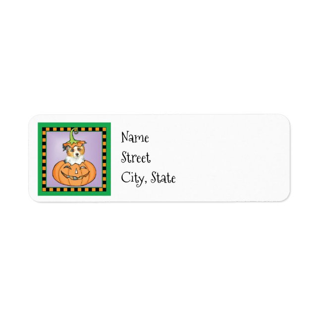 Halloween Miniature American Shepherd Return Address Label (Front)