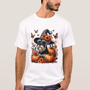 Halloween Miniature Schnauzer Dog Pumpkin Autumn F T-Shirt