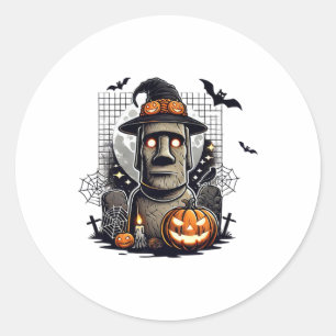 Halloween Moai Statue Ancient Culture  Classic Round Sticker