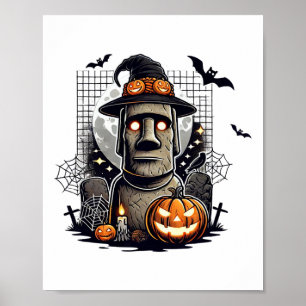 Halloween Moai Statue Ancient Culture  Poster