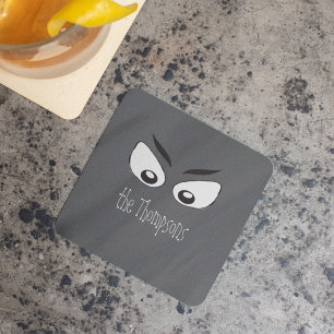 Halloween Modern Spooky Black Ghost Eyes Coaster