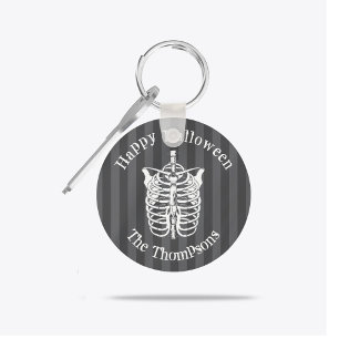 Halloween Modern Spooky Skeleton X-Ray  Key Ring