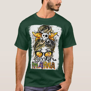 Halloween Mom Life Messy Bun Scary Spooky Mom Cost T-Shirt