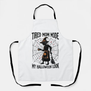 Halloween Mom Shirt Tired Costume Vintage Graphic_ Apron