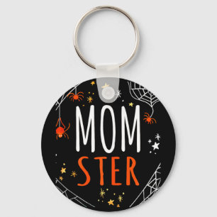 Halloween momster spider web design key ring