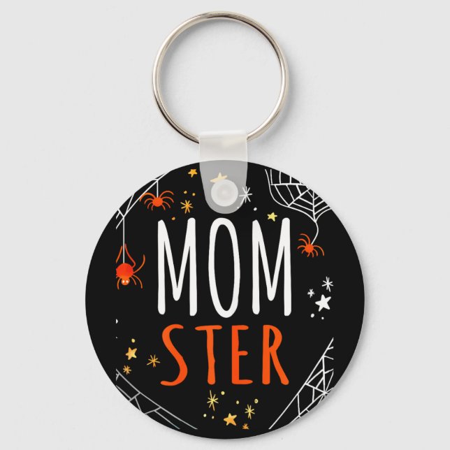 Halloween momster spider web design  key ring (Front)