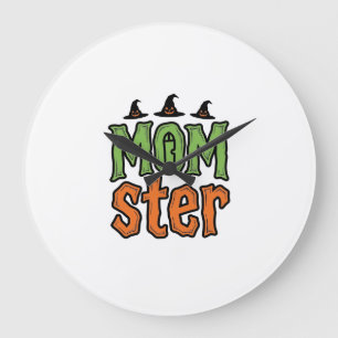 Halloween Momster Vintage Mum Shirt Design_1 Large Clock